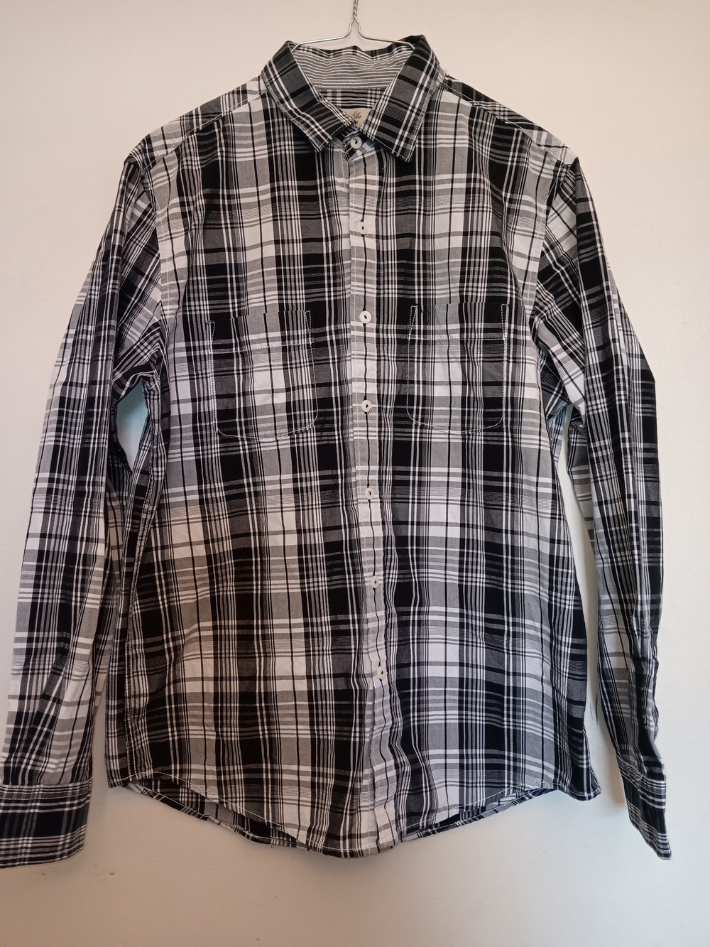 Tasso Elba Black & White Plaid Button-Down Shirt (Price Is Firm)